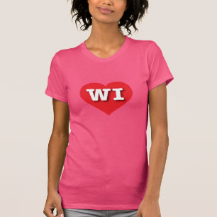 T-shirt Wisconsin Red Heart - J'aime WI