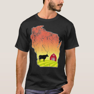 T-shirt Wisconsin State Laitier Ferme Ferme de vache Grang