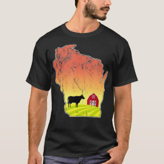 T-shirt Wisconsin State Laitier Ferme Ferme de vache Grang