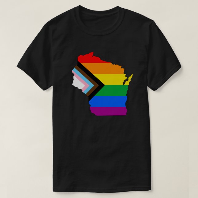 T-shirt Wisconsin State Pride LGBTQ Progress Pride (Design devant)