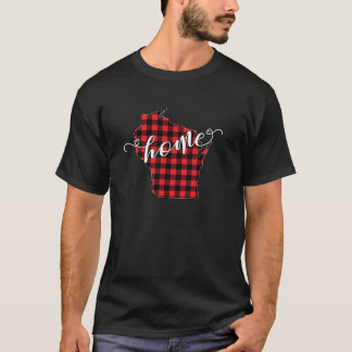 T-shirt Wisconsin WI State Outline Home Winter Red Buffalo