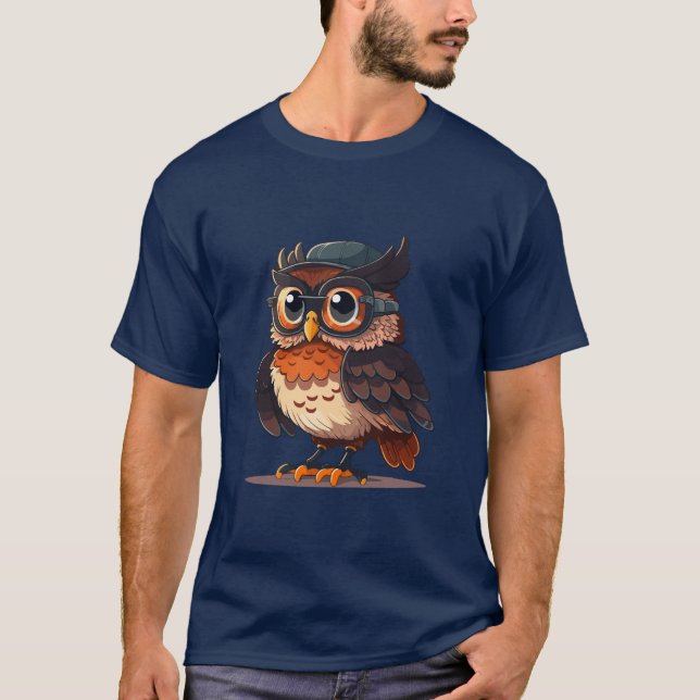 T-shirt Wise Whimsy : Le hibou érudit (Devant)