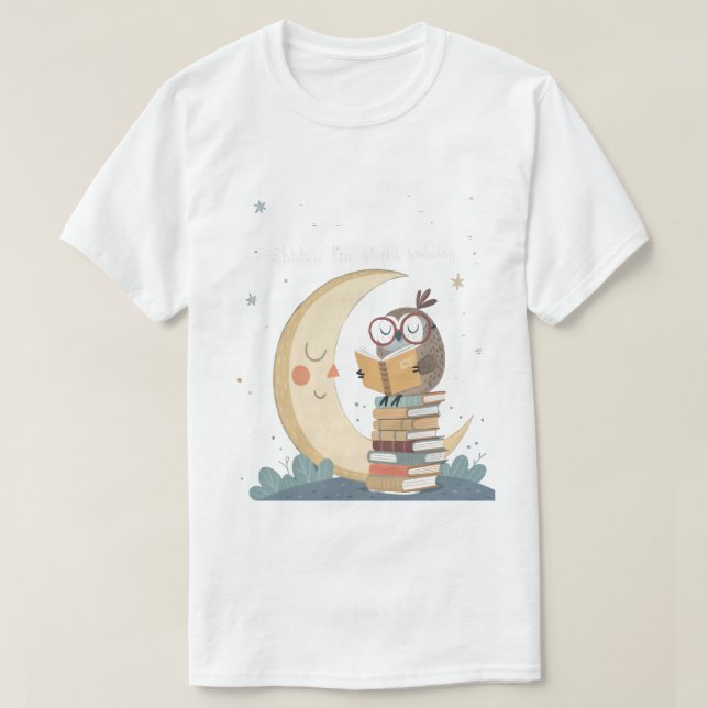T-shirt Wise World Building Owl Moonlight Librarian T-Shi (Design devant)
