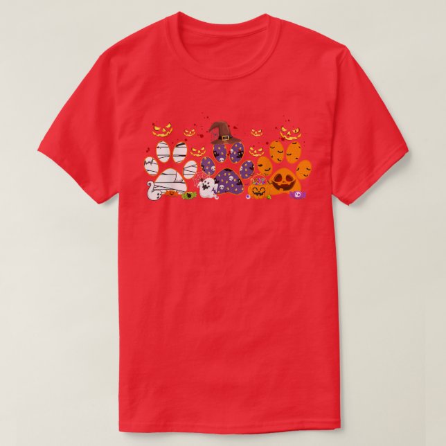 T-shirt Witch Mummy Citrouille Empreinte de patte Chien Fa (Design devant)