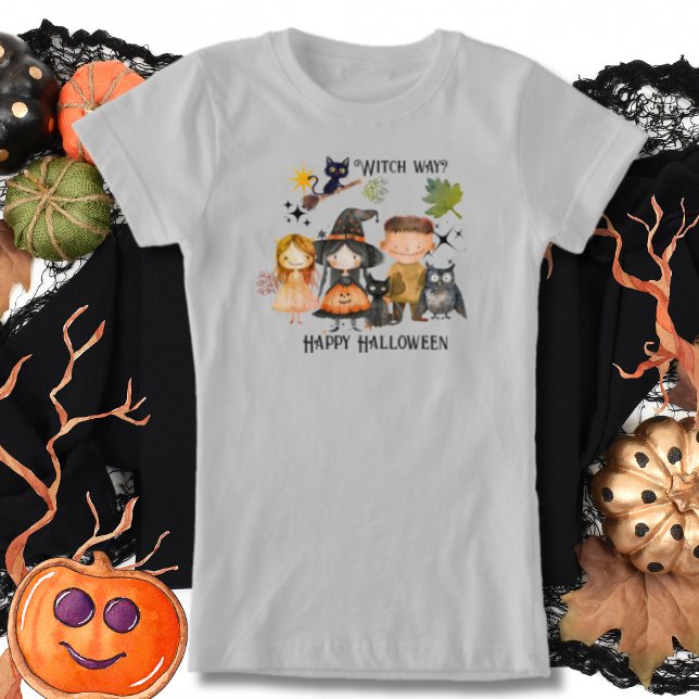 T-Shirt Witch Way Halloween heureux (Witch Way Happy Halloween T-Shirt)