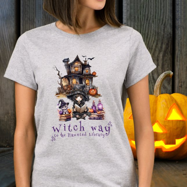 T-shirt Witch Way to the Library Book Lover Librarian (Créateur téléchargé)