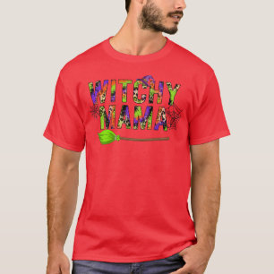 T-shirt Witchy Mama Halloween Tie Dye Leopard Witch Maman