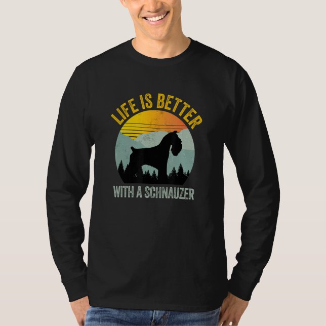 T-shirt With A Schnauzer Retro Summer Distressed (Devant)
