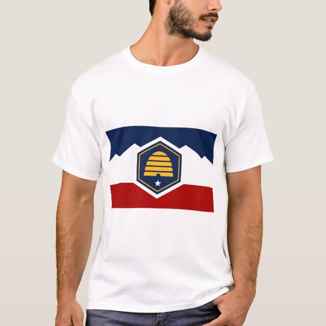 T Shirt with Flag of Utah, USA (Vorderseite)