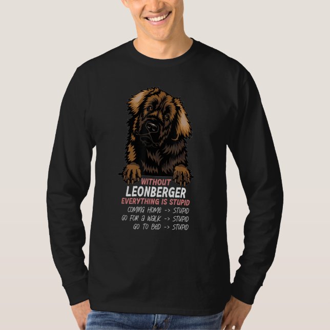 T-shirt without Leonberger dog everything is stupid_3 (Devant)