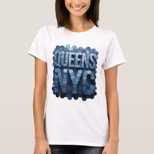 T-shirt Witty Blue QUEENS NYC Design Audacieux