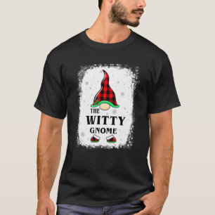 T-shirt Witty Gnome Buffalo Plaid Correspondant Famille No