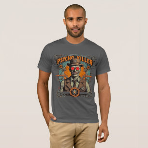 T-shirt Witty Retro Comic Art Steampunk Psycho Killer