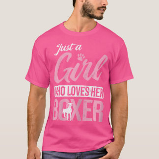 T-shirt Wo Girl Qui aime son chien de boxe