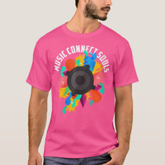 T-shirt Wo Music Connects Souls Headphone Speaker Dj Mixer