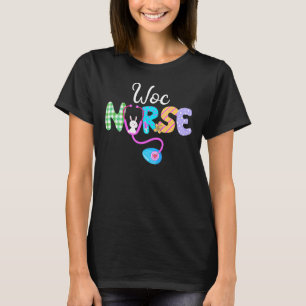 T-shirt Woc Infirmière Plaid Oeuf Bunny Amour Stethoscope