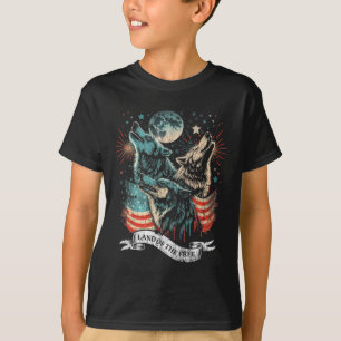 T-shirt Wolf 4 juillet Drapeau américain hurlant America M