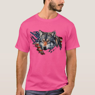 T-shirt Wolf American Flag Usa 4 juillet Patriotique Wolf