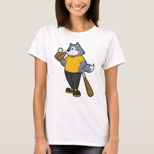 T-shirt Wolf au baseball avec batte de baseball