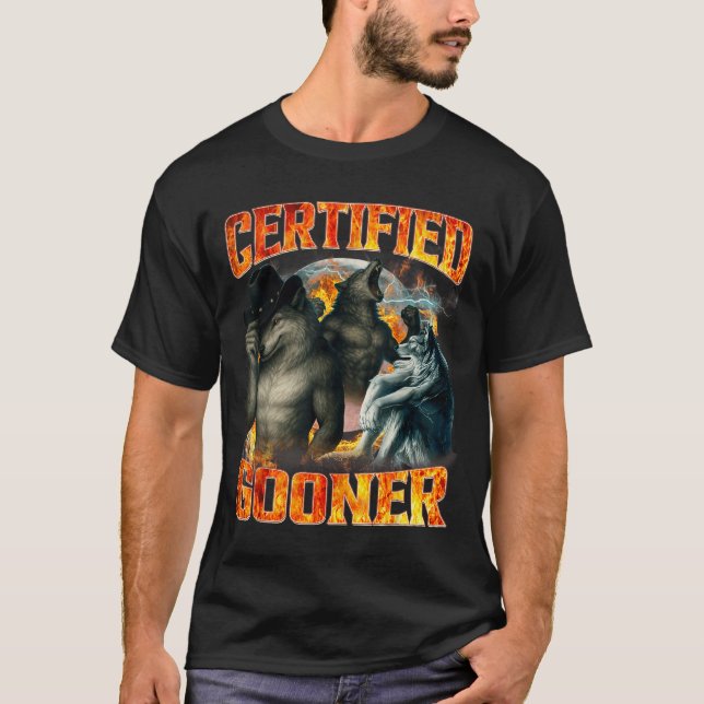 T-shirt Wolf Certified Gooner Funny Bootleg Meme Dad Papa  (Devant)