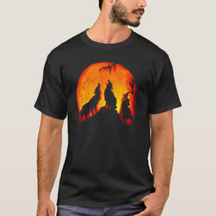 T-shirt Wolf Chien Moon Citrouille Carving Boy Girl Party 