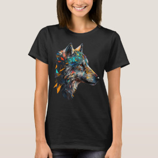 T-shirt Wolf Coloré Poster de animal oeuvre d'art Polygone