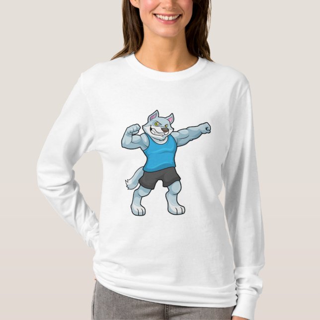 T-shirt Wolf comme Bodybuilder avec les gros bras supérieu (Devant)
