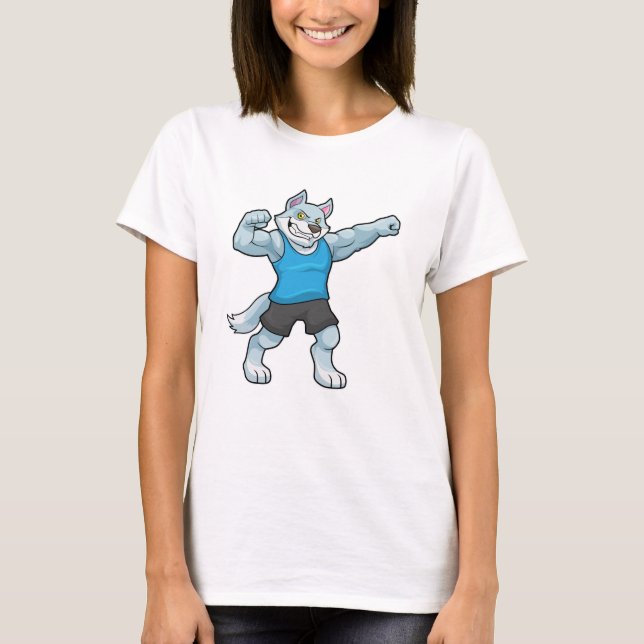 T-shirt Wolf comme Bodybuilder avec les gros bras supérieu (Devant)
