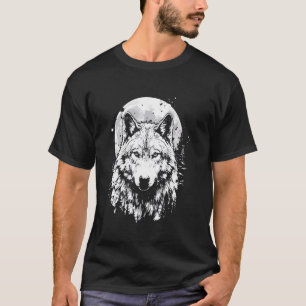 T-shirt Wolf design rétro Moon Grey Howling désespéré