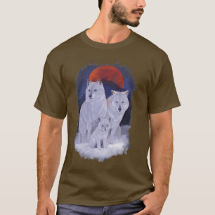 T-shirt Wolf Famille Wolfsrudel Lune Nuit Loups Nature Wi-