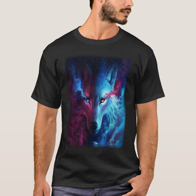 T-shirt Wolf galaxy wolf   for men and woman (Devant)