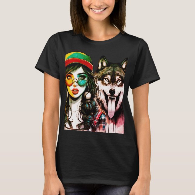 T-shirt Wolf Girl - Collection d'encre (Devant)