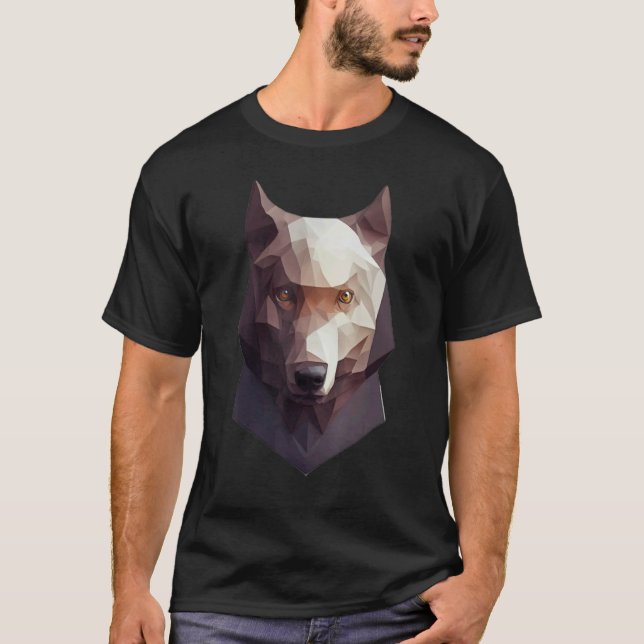 T-shirt Wolf Head Low Poly Polygon Wolves Geometric (Devant)