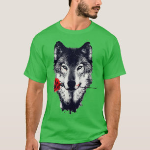 T-shirt Wolf Holding Rose loup amant hommes femmes cadeau