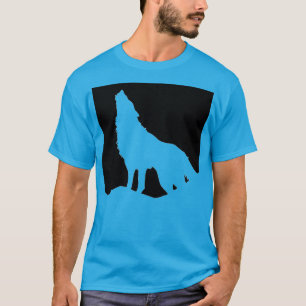 T-shirt Wolf Howing à Moon Pop Art Turquoise Blue