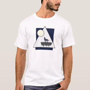 T-shirt Wolf Howling à la Lune   Design d'inspiration natu