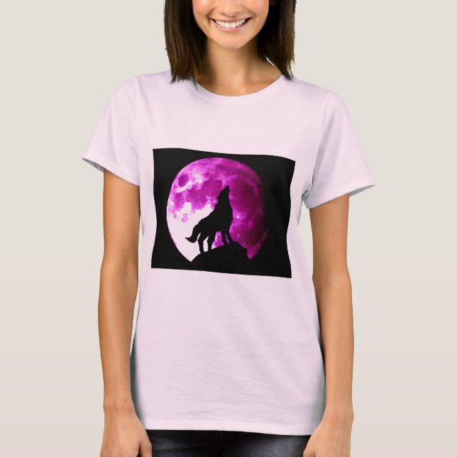 T-shirt Wolf Howling à Moon (Devant)