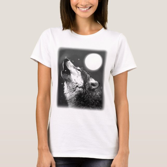 T-shirt Wolf Howling à Moon (Devant)