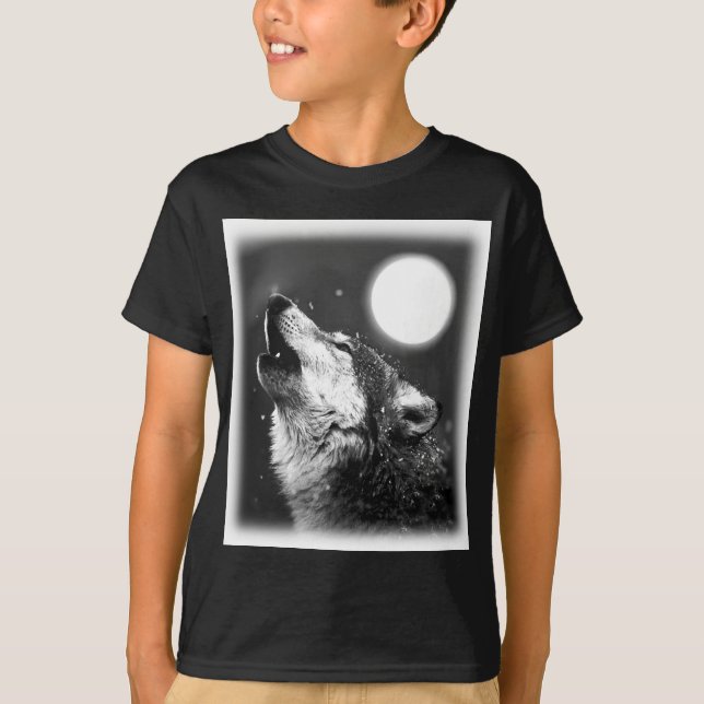 T-shirt Wolf Howling à Moon (Devant)