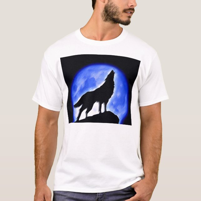 T-shirt Wolf Howling à Moon (Devant)
