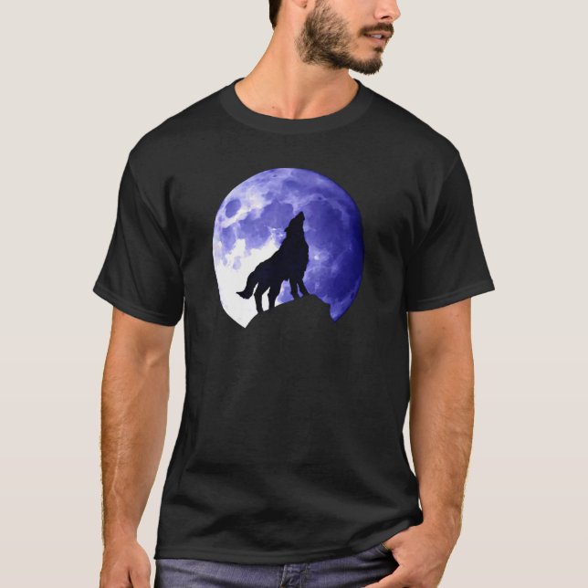 T-shirt Wolf Howling at Moon (Devant)