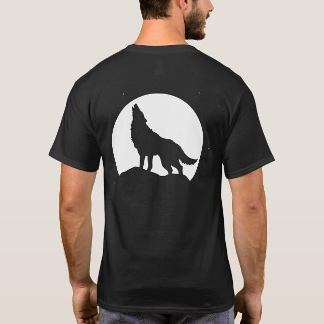 T-shirt Wolf Howling at the Full Moon (Dos)