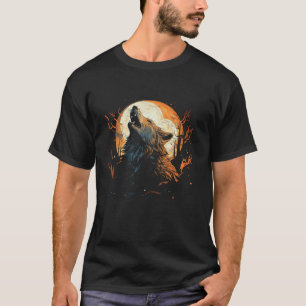 T-shirt Wolf Howling Au Parc National De La Lune L'Alaska 