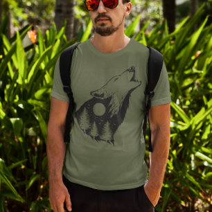 T-shirt Wolf Howling Pleine lune Forest Silhouette