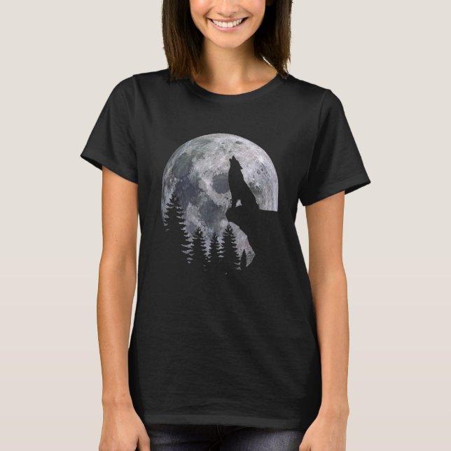 T-shirt wolf howling under the moon light (Devant)