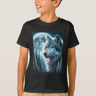 T-shirt Wolf Icy Moon Galaxy Chasse Gris Gris Loups Pour