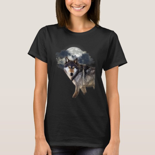 T-shirt Wolf In The Full Moon Wolf and Nature Lovers Wolf (Devant)