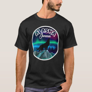 T-shirt Wolf Juneau Alaska Northern Lights