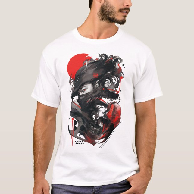 T-shirt Wolf Man Goth Style Vaporwave Urban  (Devant)