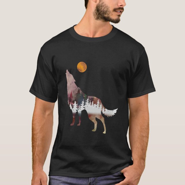 T-shirt Wolf Nature Forest Randonnée extérieure Camping Ch (Devant)